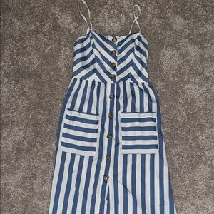 Striped Blue and White Button-Down Dress